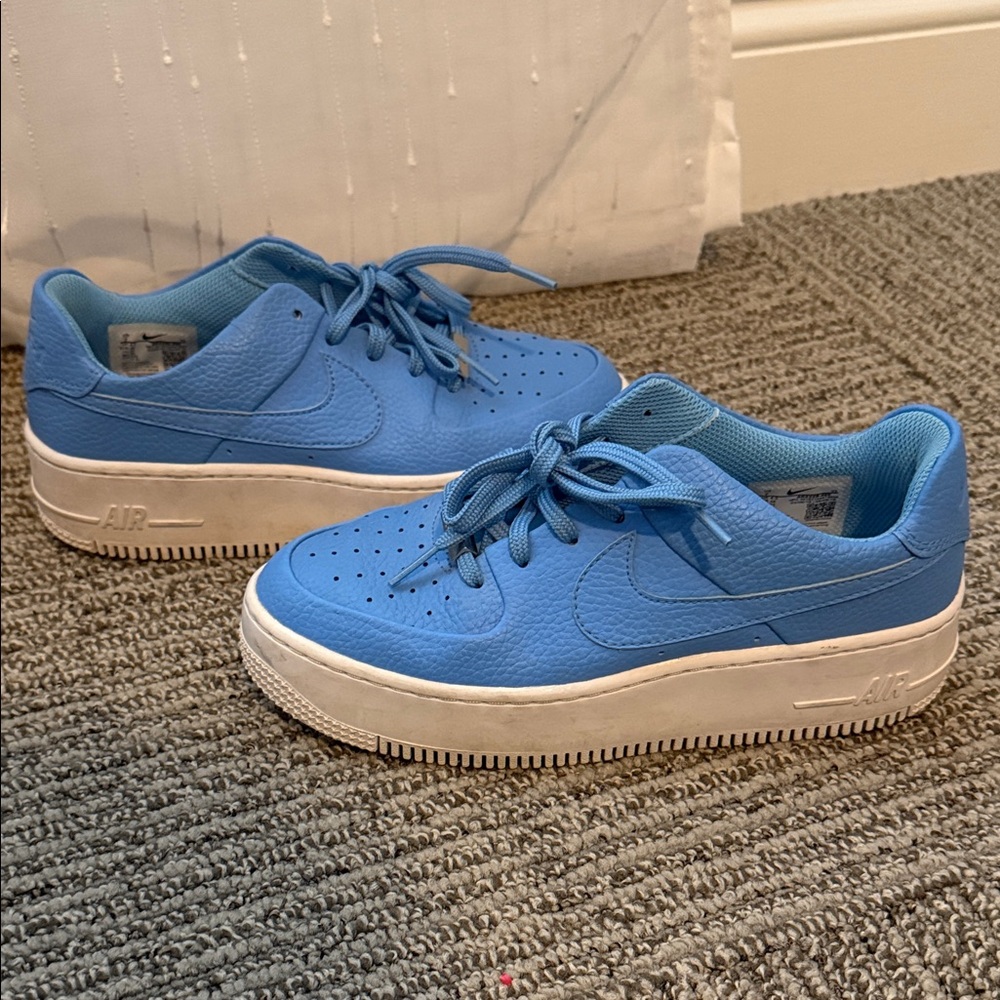 Blue Sneakers with White Soles